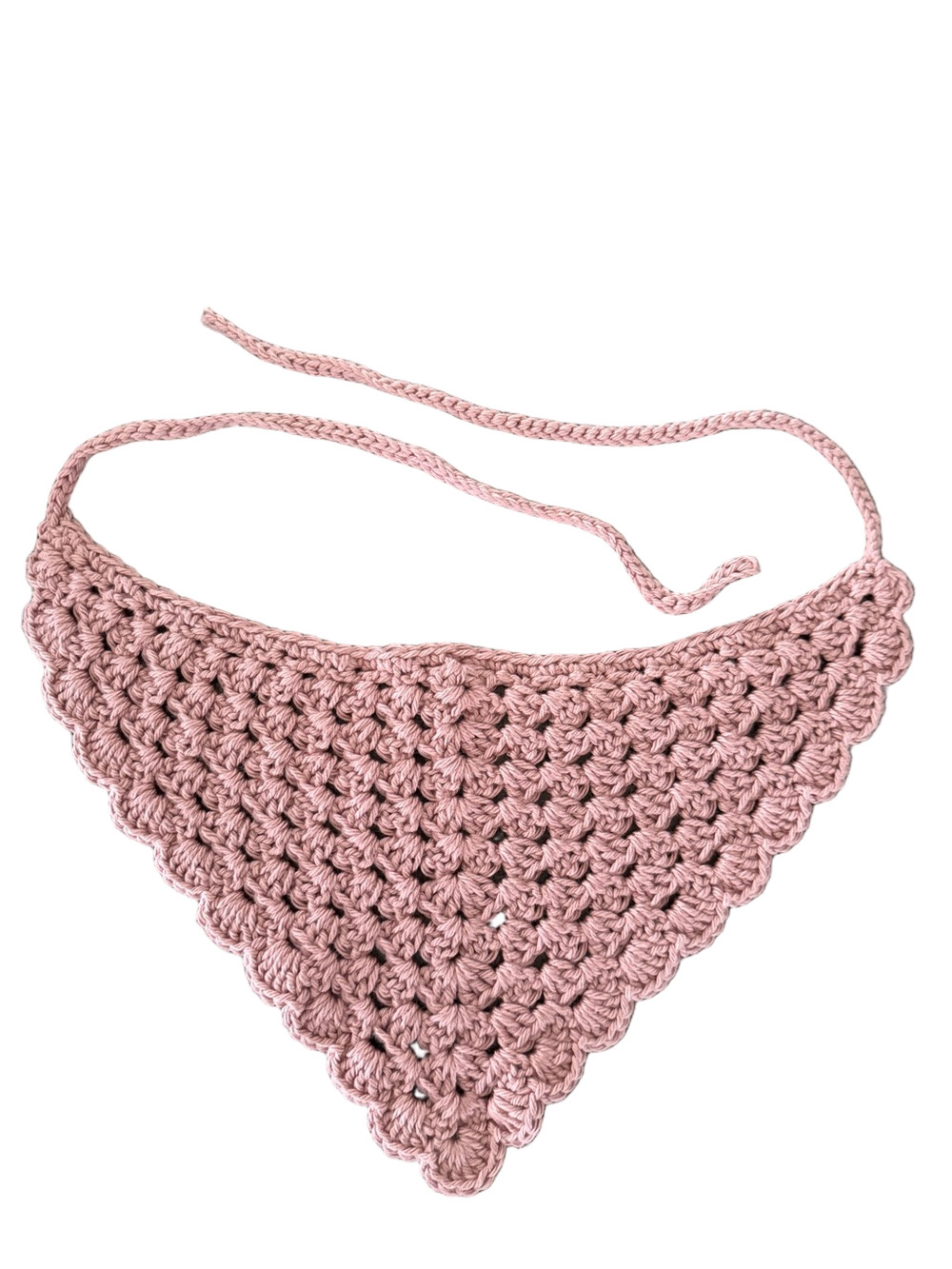 Handmade Crochet Bandana Kerchief Bohemian Cottage core Hair 100% Cotton